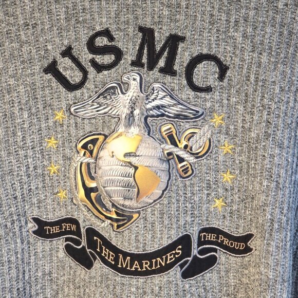 The Bradford Exchange Men's Large  Gray Knit Sweater  U.S. Marine Corps USMC - Picture 3 of 9